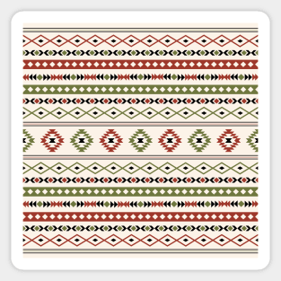 Aztec Rust Green Black Cream Mixed Motifs Pattern Sticker